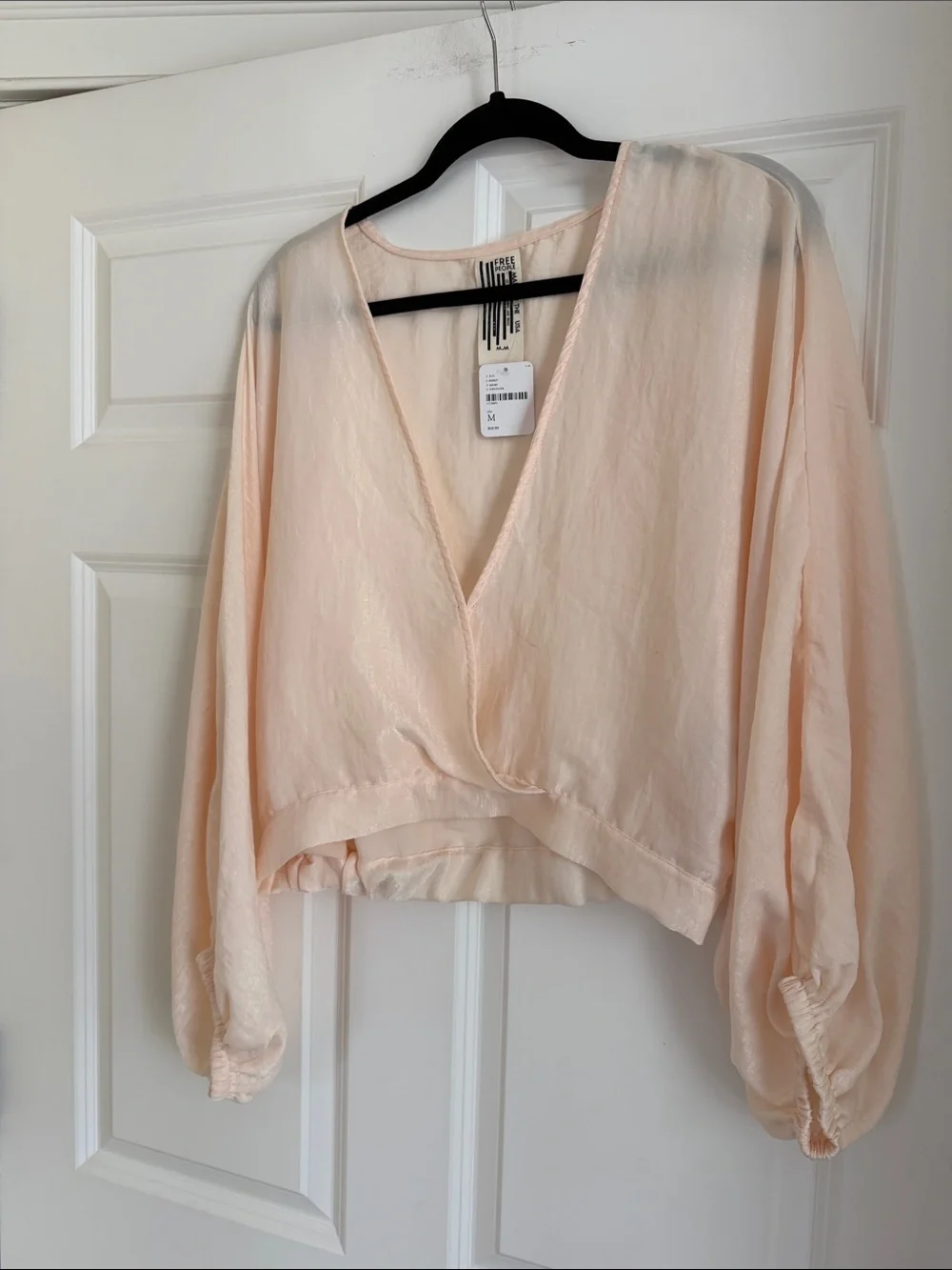 Free People Blush Draped Wrap V-Neck Blouse